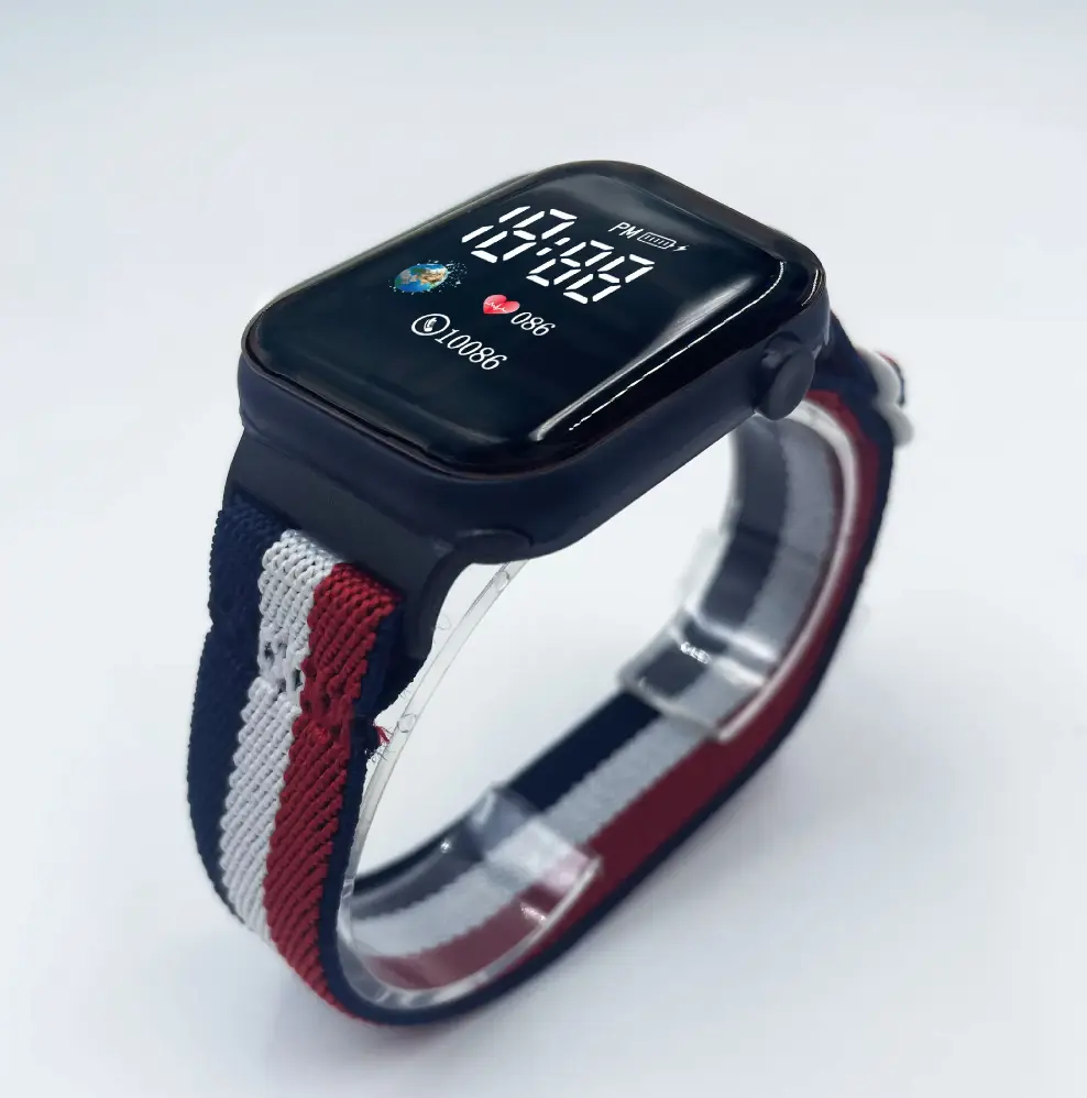 2024 OEM New Arrival Nylon Straps Elastic Band Sports Watch Elastic Belt Bracelet Wristwatch Luxury Electronic Digital Watch Plastic Wearable Square