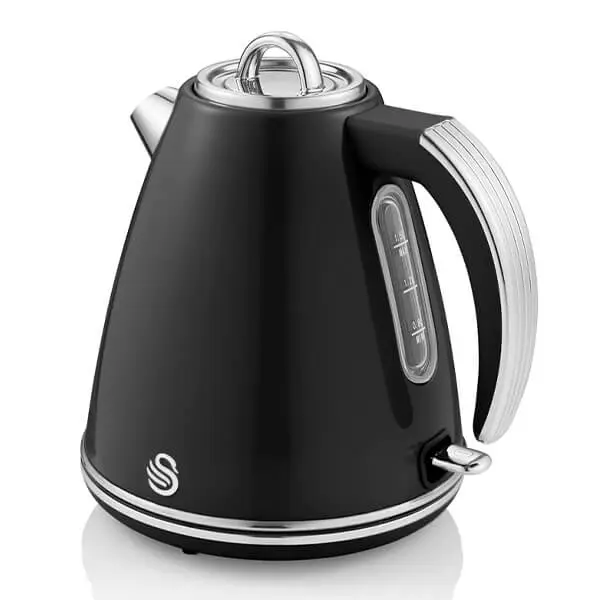 Swan Retro Black 1.5L Kettle, 4 Slice Toaster & 20L Digital Microwave Set 1