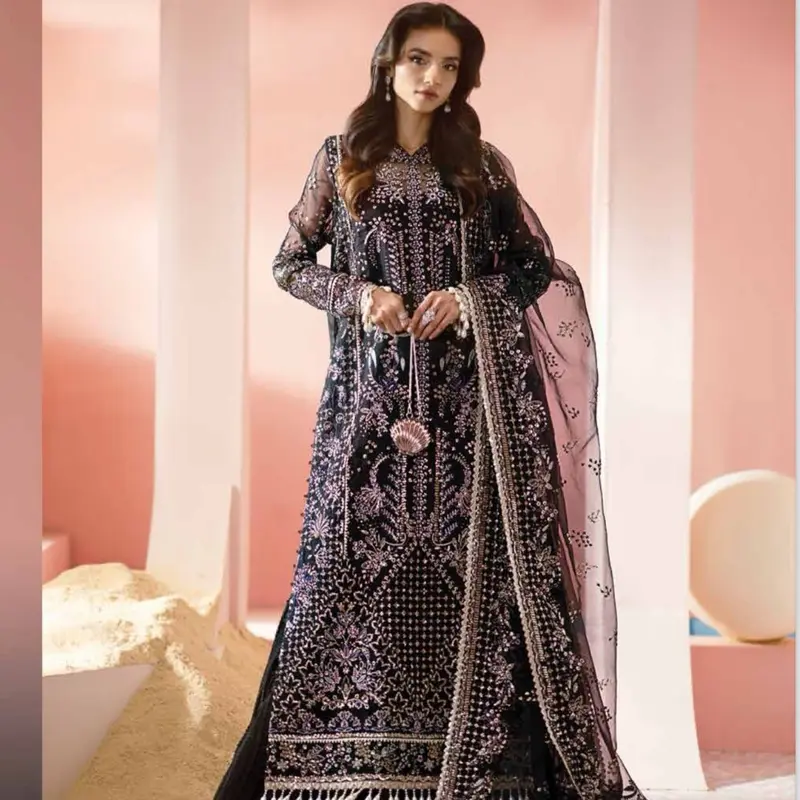 LUMINARA Luxury Festive Collection by Afrozeh - Elegant Women's Embroidered Outfit with Sharara Trousers and Dupatta - Organza, Elegance 3