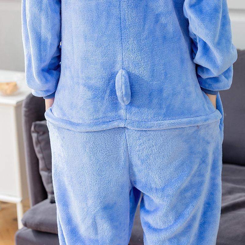 Stitch Anime Cosplay Costumes Women Men Cartoon Jumpsuit Adults Cute Flannel Hooded Pajamas Onesie For Loungewear Nightwear Womenswear Homewear Long Sleeve Pjs Pyjamas Winter Basic Minimalist 4