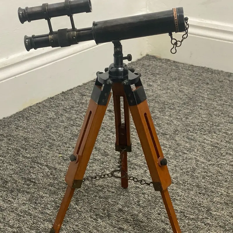 Nautical Telescope 10 Inch Double Barrel Solid Brass Spyglass With Wooden Tripod uk based seller 1