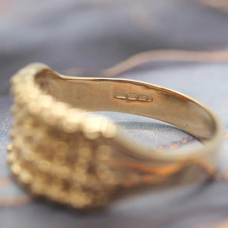 Yellow Gold 4-Row Gents Keeper Ring, size S 7