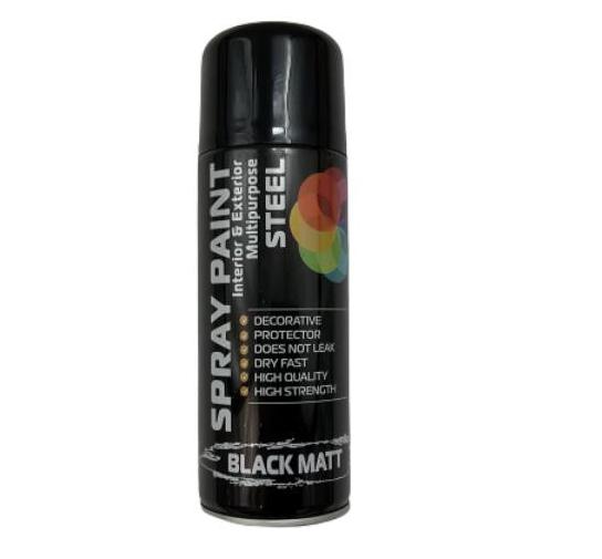 2 X 400ml All Purpose Steel Spray Paint Dry Fast Premium Quality Aerosol Branded New griefer  bicycle matte Gloss black  satin wood finish 4