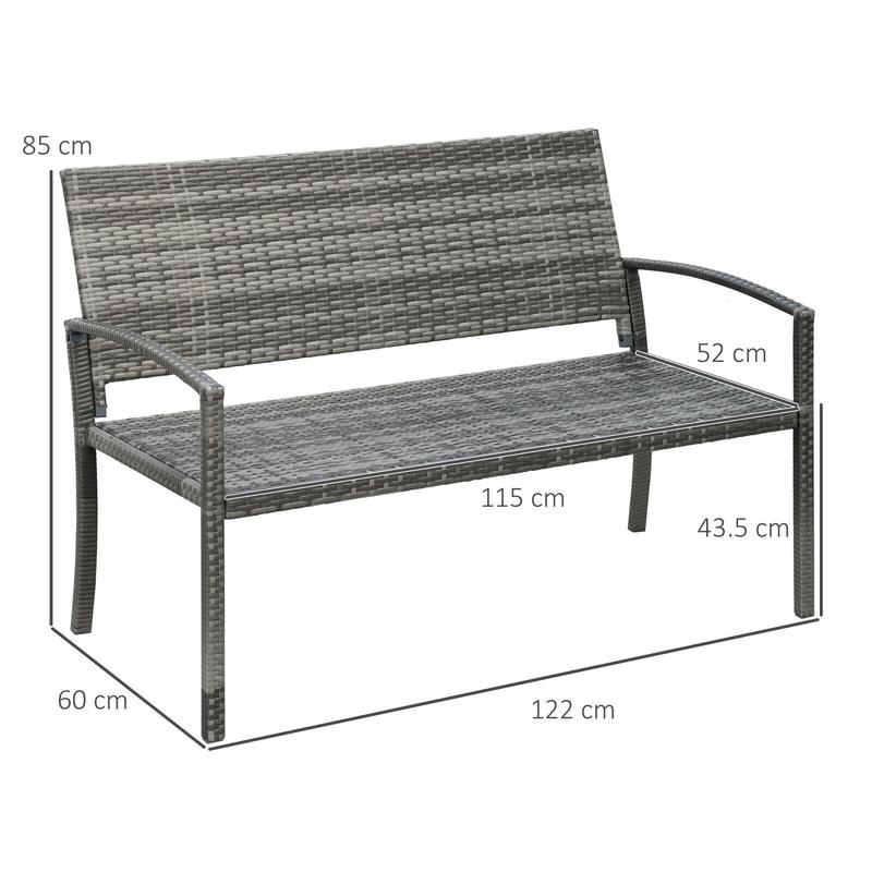 Product Introduction of Patio Rattan 2 Seater Garden Bench Love Seater Garden Armchair Grey 21