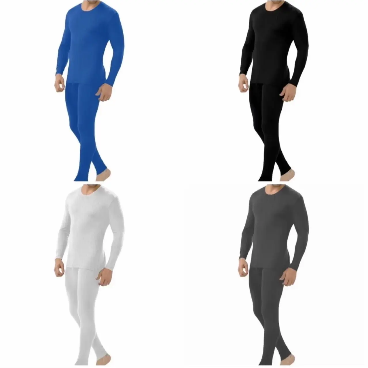Men's Thermal Underwear Set - Long Sleeve Tops and Long Johns Base Layer for Winter - Menswear. Outdoor Office Fleece Soft blue