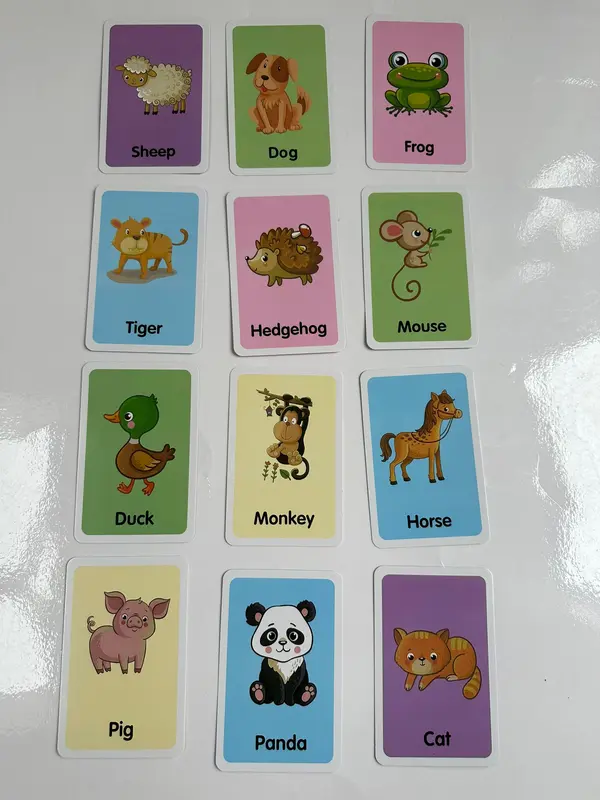 Early Educational Toys Children Cognition Cards Double Side Flash Cards, Baby Kids Montessori Gifts (Animals) 3