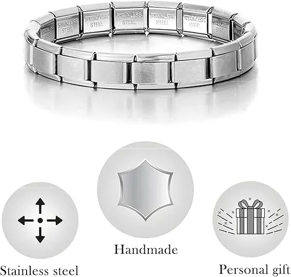 Italian Charm Bracelet- 2 PCS 9mm  DIFFERENT COLOURS Nomination Bracelets, unisex Nomination Bracelet, Stainless Steel Elastic Bracelet, Personalized Titanium Steel Bracelet, Gift For Friends gifts nomination  bracelets kandi  bracelet di  bracelet 4