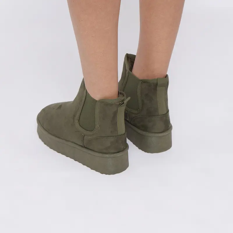 Women’s Ladies Faux Suede Snug Thick Platform Chelsea Ankle Boots Shoes Size 5