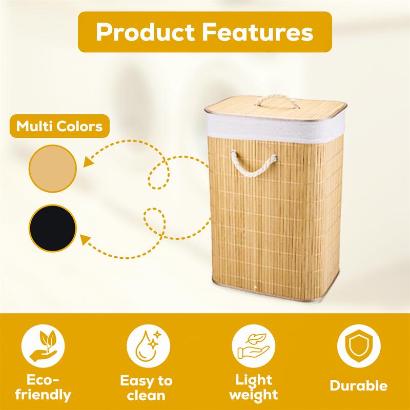 Product Introduction of Bamboo Folding Laundry Basket Washing Clothes Storage Bin Hamper Tidy With LidBamboo Folding Laundry Basket Washing Clothes Storage Bin Hamper Tidy With Lid Organiser 0
