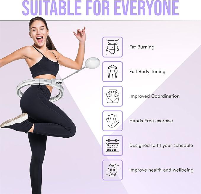 Smart Hula Ring Hoop, Weighted Hula Circle Adjustable Size Fitness Ring with 360 Degree Spinning Weighted Ball, Massage, Adult Fitness for Weight Loss, Fat burning Home Exercise Equipment 3