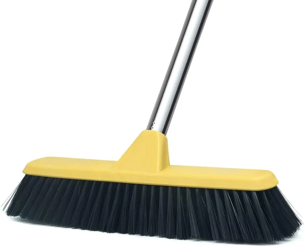 Floor Scrubbing Brush with Soft Bristles - 12.2 Inch Wide - Floor Scrubber Indoor Long Handle Cleaning Brush Push