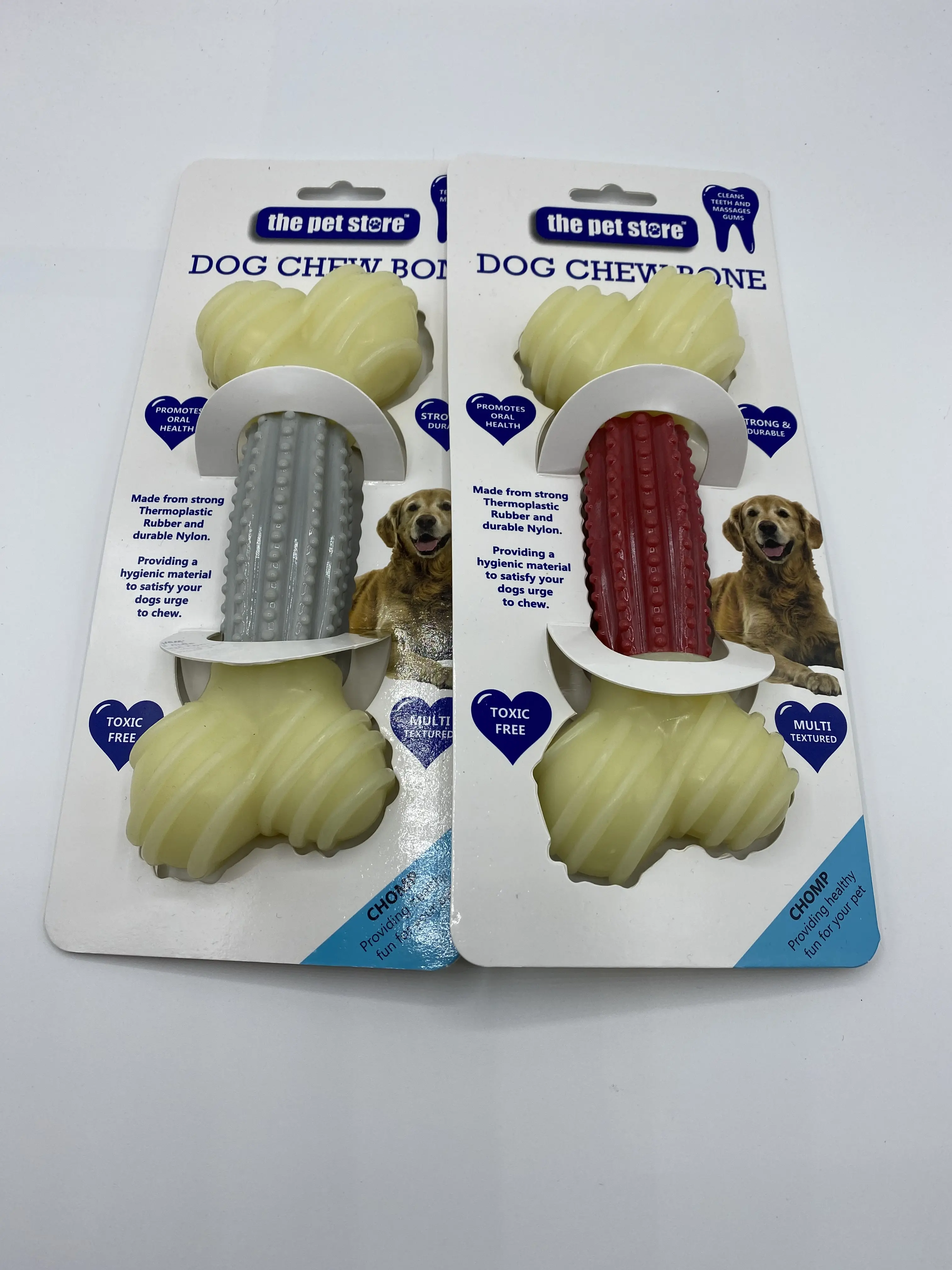 Very Tough Dog Bone for Big Chewers in two Colours Grey and Red