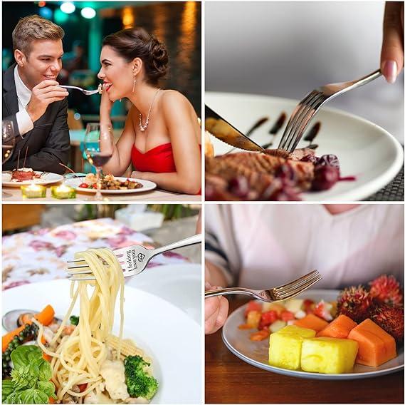 valentines gifts  She Engraved Fork, I Forking Love You, Stainless Steel Engraved Fork with Luxury Black Box, Perfect Gifts for Christmas Valentine's Day Cutlery Meat Tableware 7