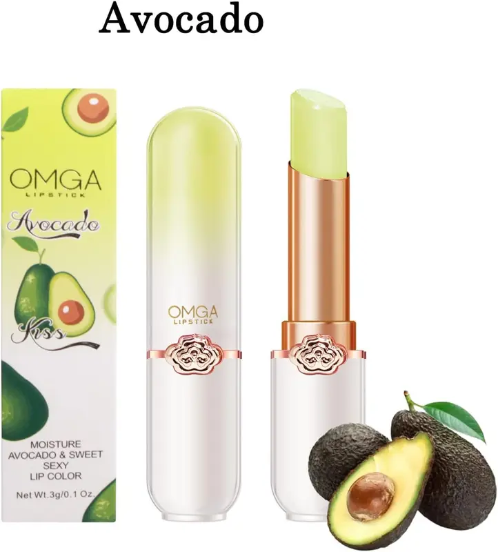 6 Packs Jelly Lipstick Set, Fruit Color Change Lip Balm Set, Peach Aloe Vera Strawberry Blueberry Avocado Grape Color Change Lip Balm, Long Lasting Moisturizer Lip Makeup Set (6PCS) 5