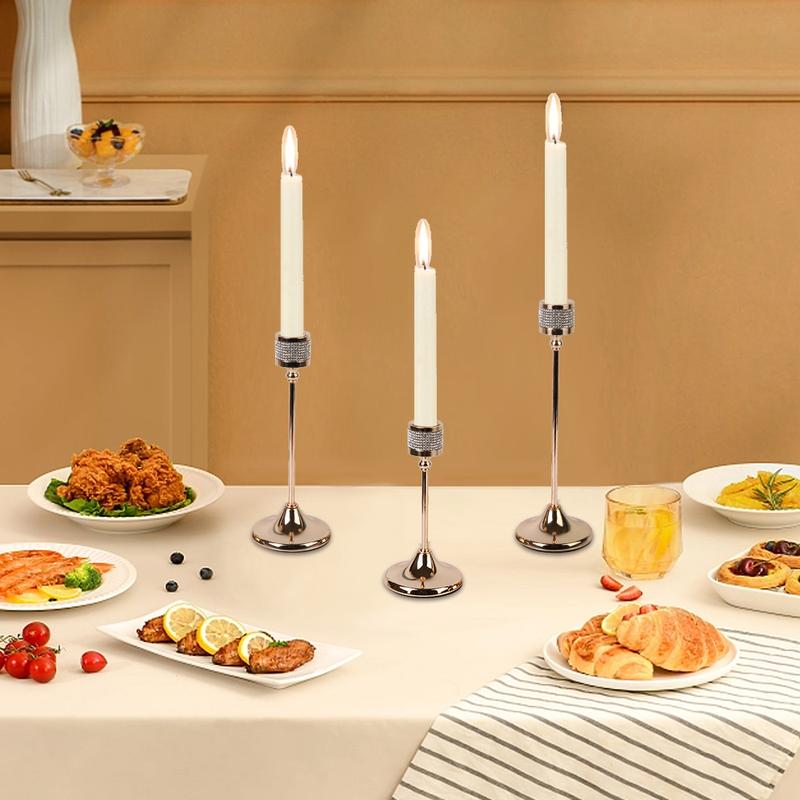 Product Introduction of Gold Candlestick Holder Set of 3 for Taper Candle - Metal Decorative Candle Holder for Fireplace, Mantel, and Dining Table - Ornaments Ornaments Antique Iron Box 6