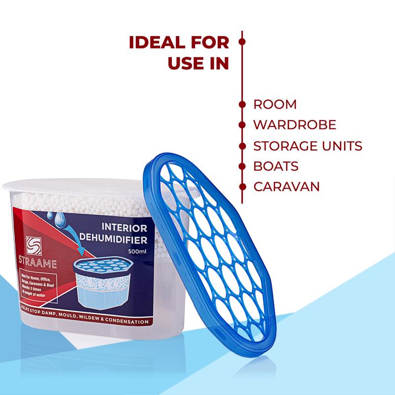 Straame Home | Interior Dehumidifier | Helps Prevent Damp, Mildew, Mould and Condensation | Long Lasting | Hydrophilic Crystals | Ideal for Any Room Kitchen Pack 5