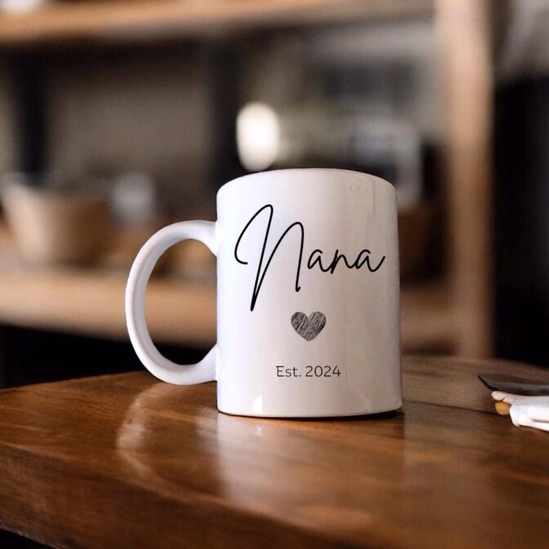 Premium Ceramic Nana and Grandad Mug Set - Personalized and Stylish Gift for New Grandparents - Printed, Coffee Drinkware Drink Washable Cup Reuse Reusable 2