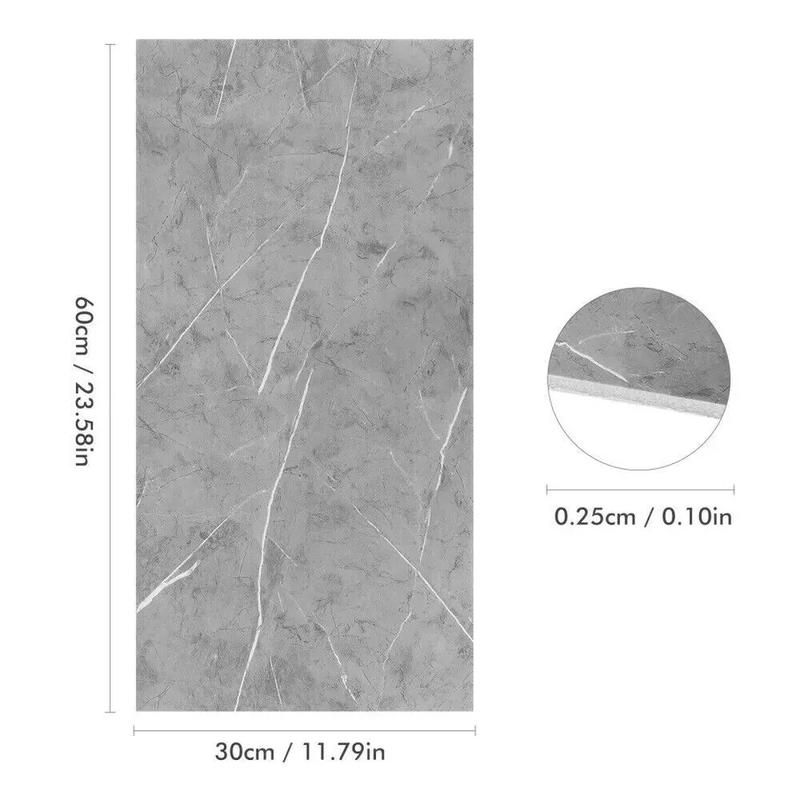 Product Introduction of (Fast delivery in 1-3 days) 10PCS Grey Marble PVC Wall Tile Stickers - Self-Adhesive 30x60cm for Kitchen & Bathroom Decor Decorative Ornaments Tiles Sticker Decor Decorative pu stone panel transparent reflective Smooth Metal Aluminium Wooden Glass 19