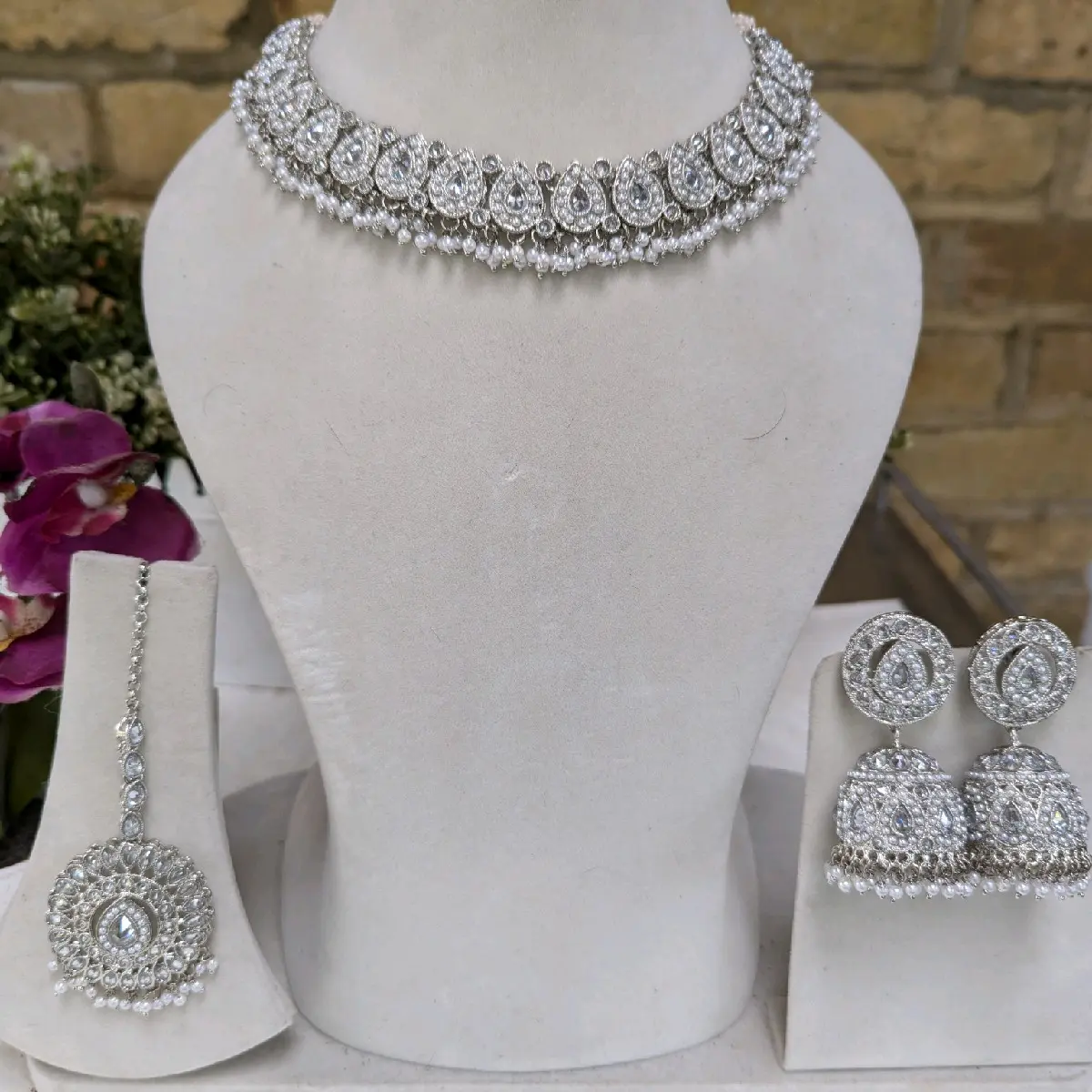 672 beautiful bridal necklace jewellery set stunning earrings tikka set