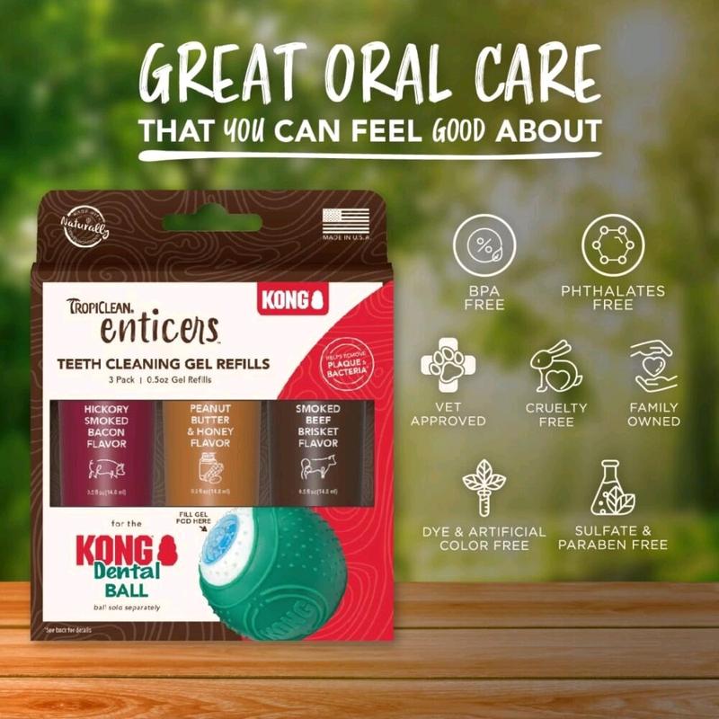 Tropiclean & KONG | The Enticers Tooth Gel Refill Kit | Dog Dental Care, Health & Hygiene | Delicious Savoury Meaty Flavours, Natural Ingredients 1