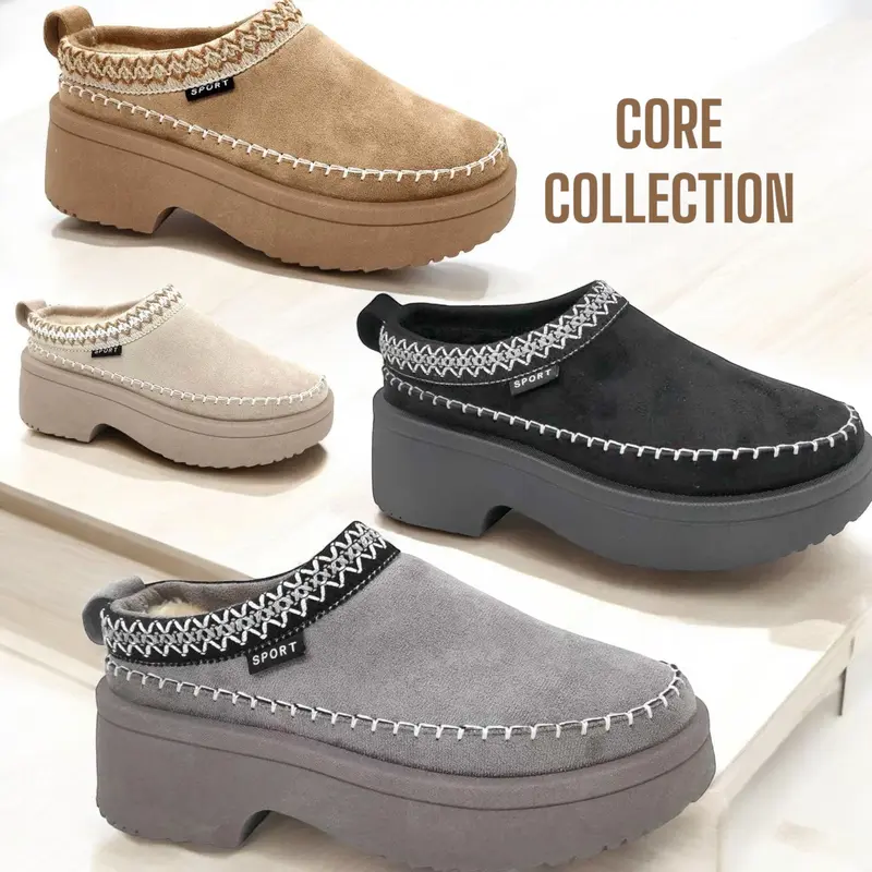 WOMENS SLIP ON WARM SLIPPERS FAUX FUR LINED LADIES in OUT DOOR SLIPPERS SHOES BOOTS Girl Footwear 1