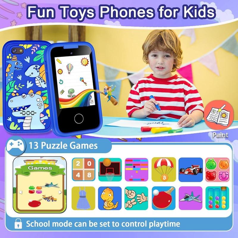 Kids Smart Phone Toys for Girls Boys Toddler Cell Phones Toy with Touchscreen Camera MP3 Learning Smartphone Childrens Fake Cellphone for 3 4 5 6 7 8 Year Old Christmas Birthday Gifts Ideas(Blue) 5