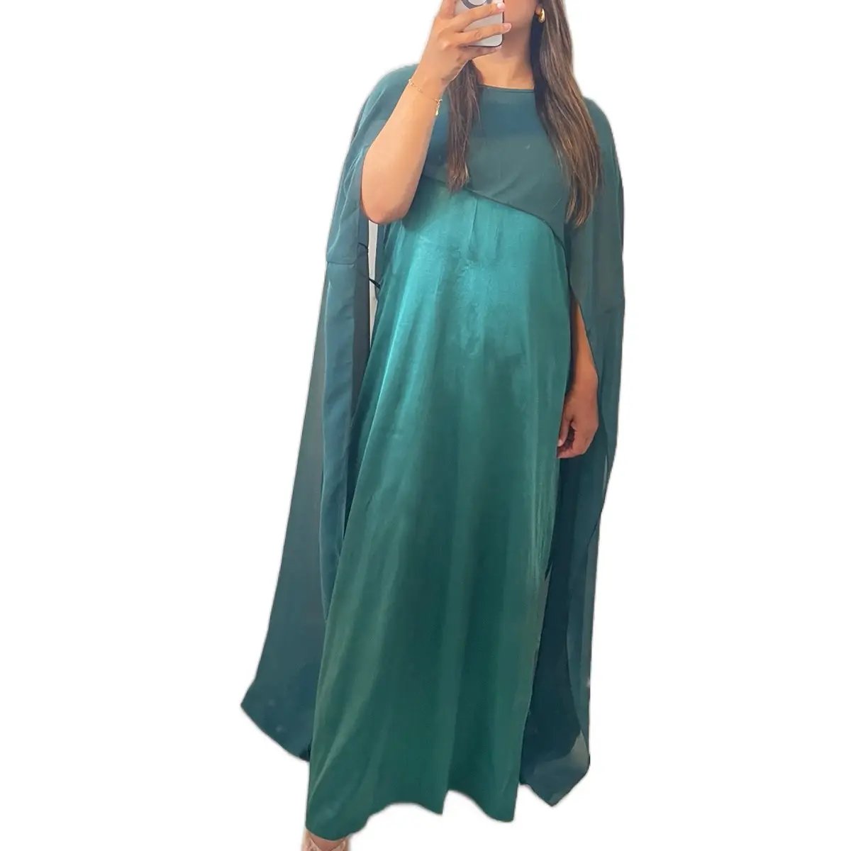 Women’s satin long cape dress, Casual Wear - Cape Summer Comfortable dress. regular holiday