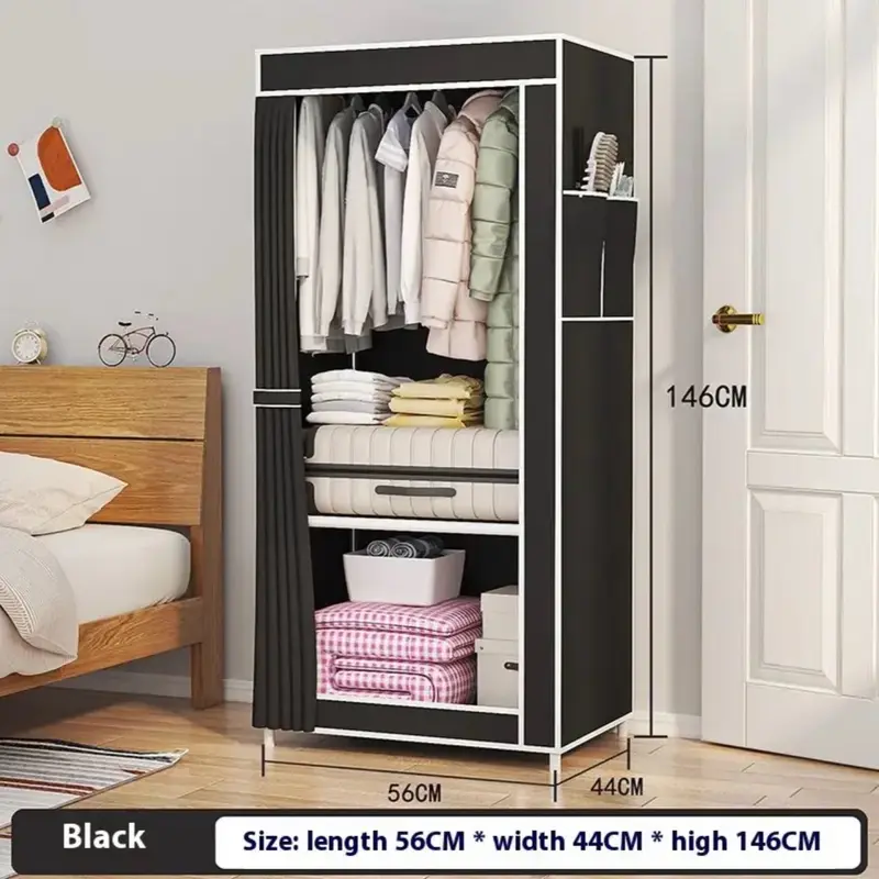 Simple Wardrobe Bedroom Household Assembly Cloth Wardrobe Organize Storage Cabinets Economic TypeHousehold Assembly Wardrobe 4