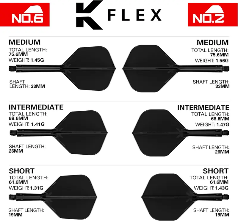 Target Darts K Flex Integrated Dart Flights And Shafts, No.2 | Pack Of 3 K-Flex - No2, Kflex All In One Moulded Dart Flight & Stem Lengths: Short, Intermediate & Medium | Professional Dart Accessories 2
