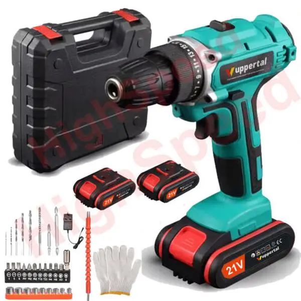 2 Battery 21V Cordless Drill Combi Driver High Power Electric Screwdriver Set UK