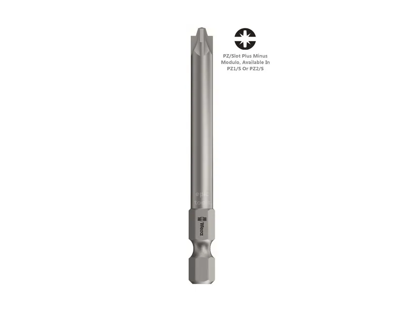 WERA PZ/SL Plus Minus 70mm Length PZ1/S Or PZ2/S Modulo Screwdriver Tough Bit 0