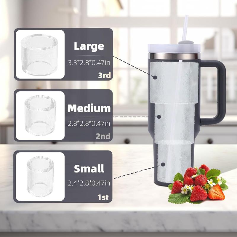 Next Day Delivery - Stanley Cup Ice Mold for 20-30-40 Oz Tumblers with Lid and Bin for Making 3 Cylinder Ice Cubes for Cocktails and Drinks Tray Utensils Kitchen. Reusable Stanley Ice cube tray. Best Silicone Stanley Accessories, Ice Cube Tray for MEOKY, 5