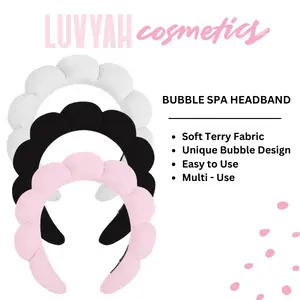 Bubble Spa Headband Terry Cloth Black 1