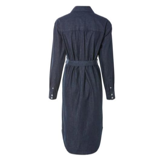 Denim Cotton Shirt Dress Button Pocket & Belt Long Sleeve Jeans Casual Womenswear Chic 5