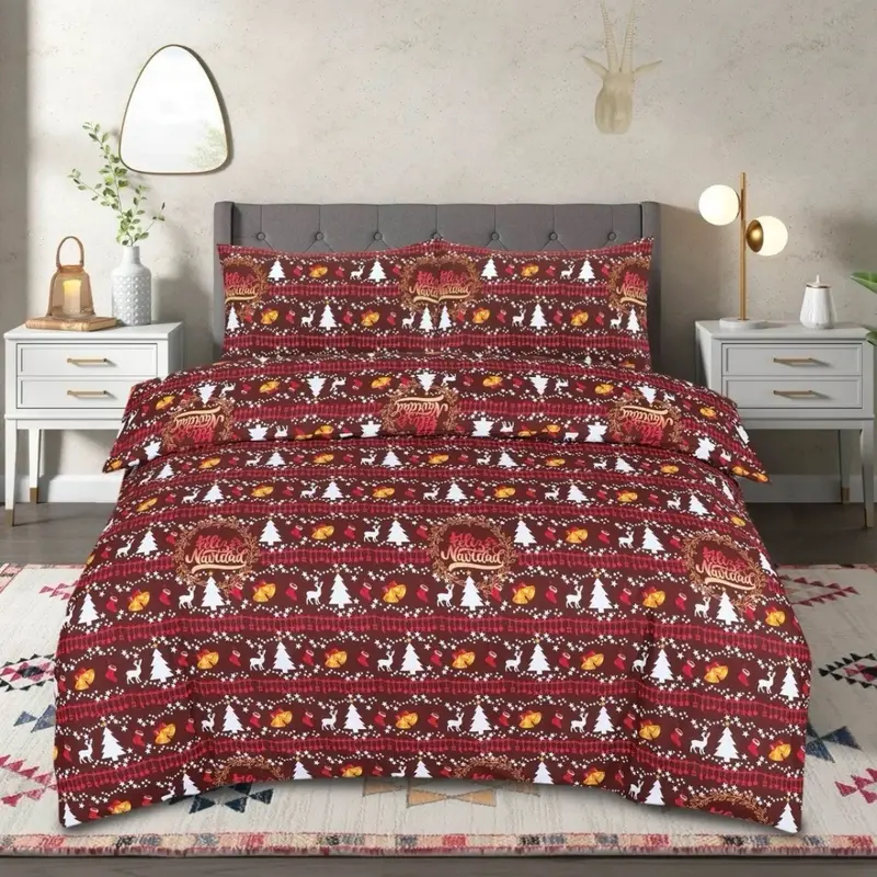 Christmas Duvet  Set Reversible Quilt XMAS Bedding Single Double King s.kin Size 4