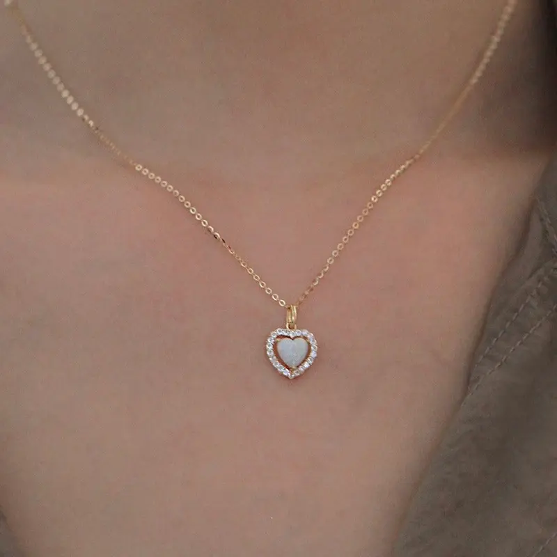 Opal Sweet Heart Necklace (S925) 3
