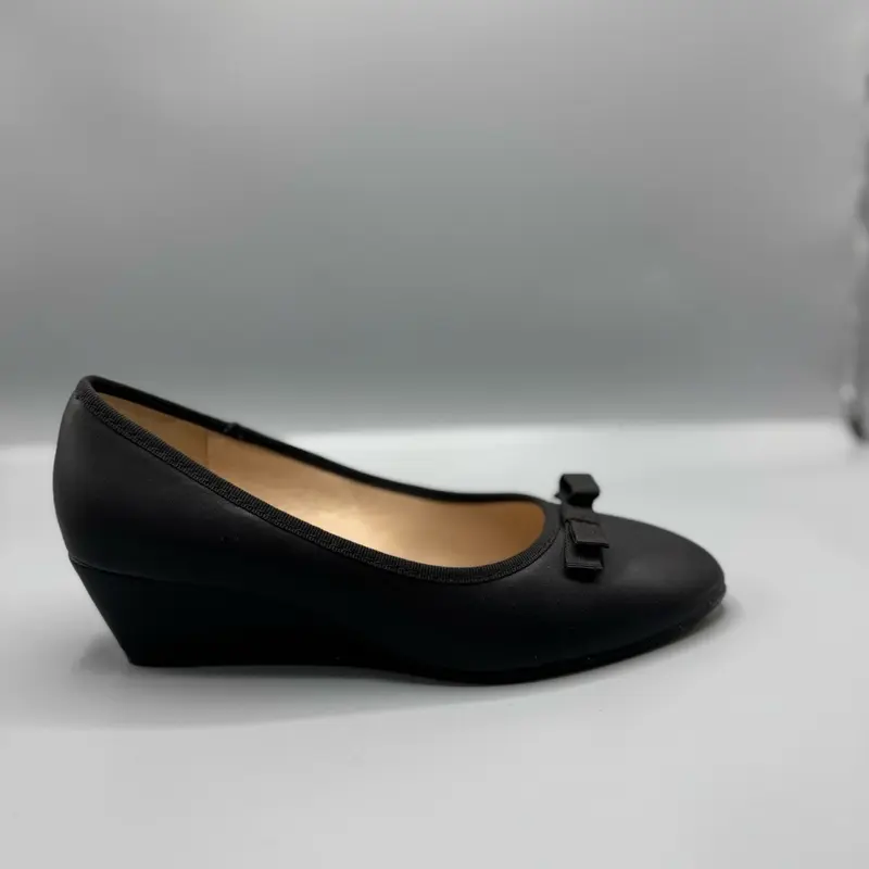 Ladies Wedge Black Brown Bow Tie PU Soft Lightweight Cushioned Winter Woman Shoes 2