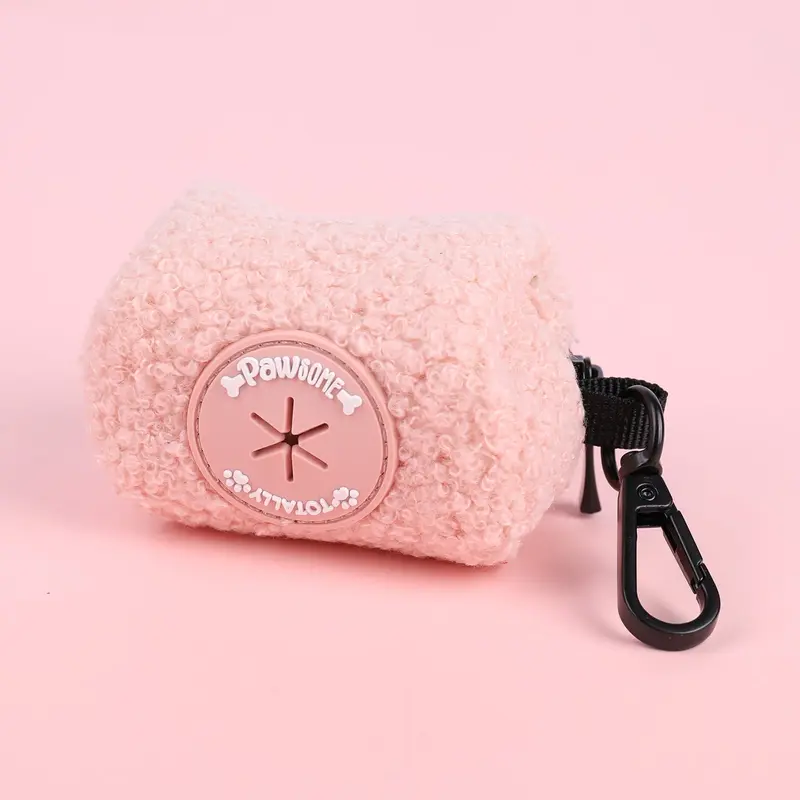 Marshmallow Pink Teddy Bear Poop Bag Holder 1