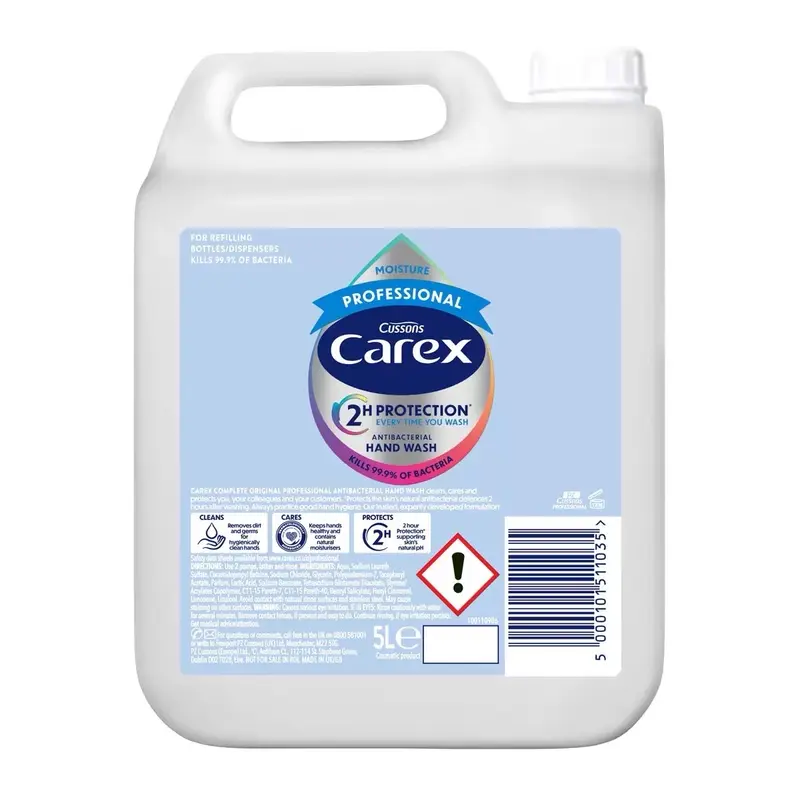 Carex Moisture Antibacterial Hand Wash, Kills Bacteria & Viruses, Dermatologically Tested Liquid Soap that Cleans & Protects Hands, 5 Litre (Pack of 1) Nail Gentle Comfort Moisturizer Moisturize Hydrating 0