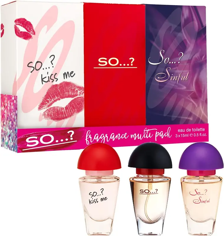 So…? Trio Three For Me Womens Eau de Toilette Perfume Gift Set, Travel Size Perfume for Women (3x15ml) 0