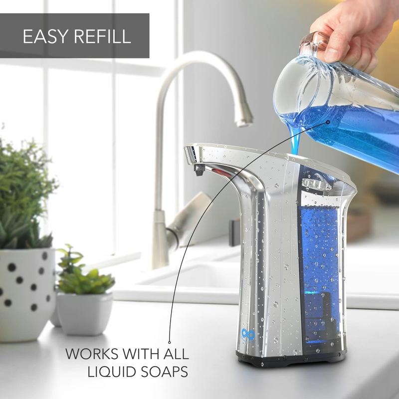 Touchless Automatic Soap Dispenser White & Silver - Wash Hands 1400x on a Single Fill, Large Tank (17oz) - Electric Liquid Soap Dispenser for Bathroom, Kitchen Countertop - Fun for Kids, Adults 8