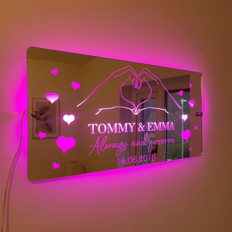 Personalised LED Valentines Mirror | Gift for Her | Gift for Him 2
