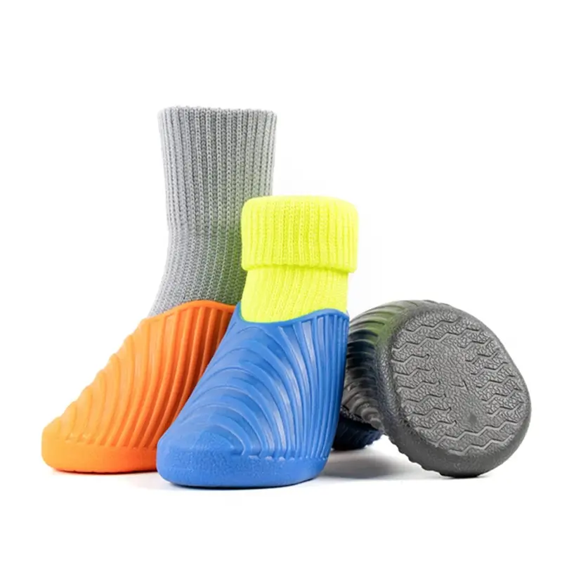 4pcs/set Outdoor Waterproof Nonslip Anti-stain Dog Cat Socks Booties Shoes Wth Rubber Sole Pet Paw Protector For Small Large Dog 4