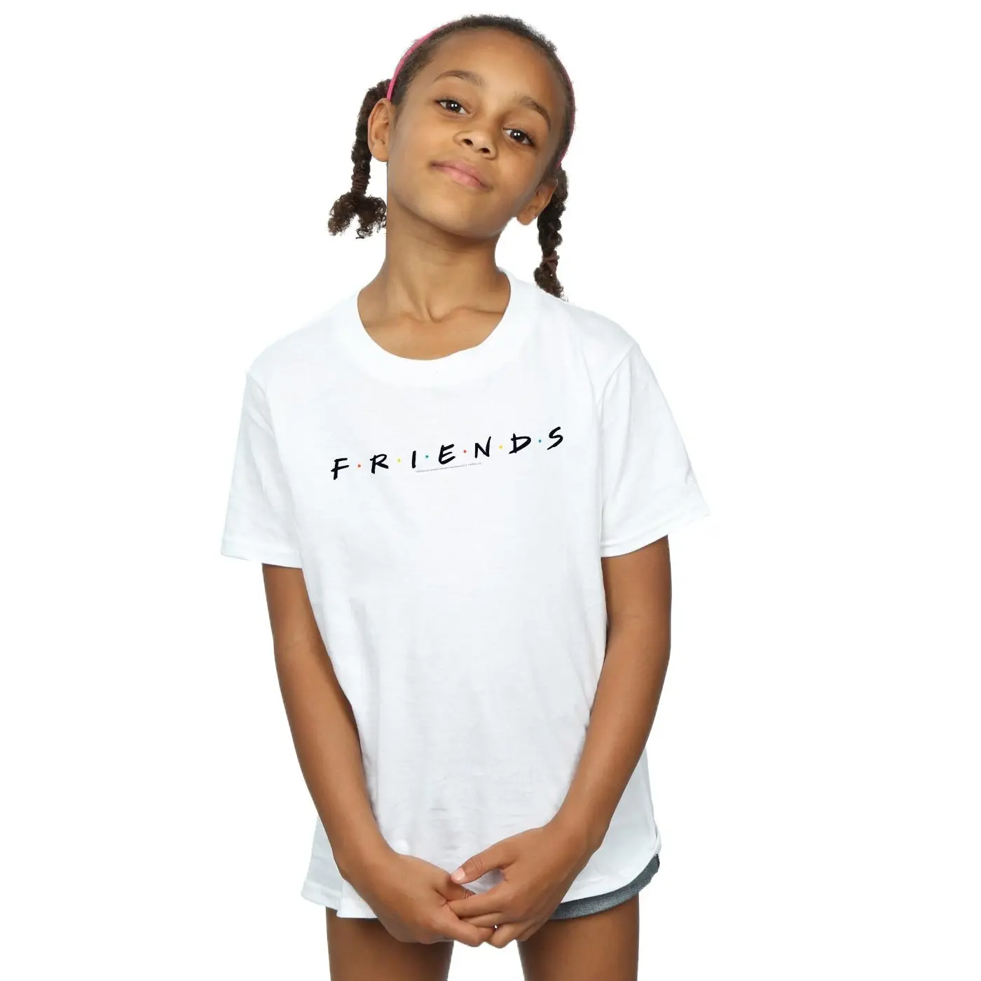 Friends Girls Text Logo Cotton T-Shirt - White