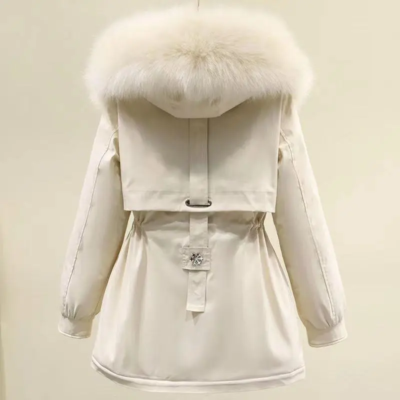 2025  Overalls send to overcome women in the long new winter loose plus fleece padded coat