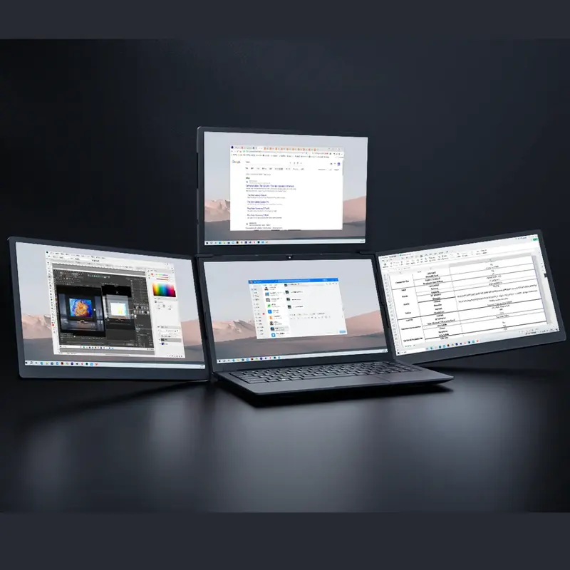Triple Portable Monitor for Laptop - Full HD 13.3 inch Screen Extender 4