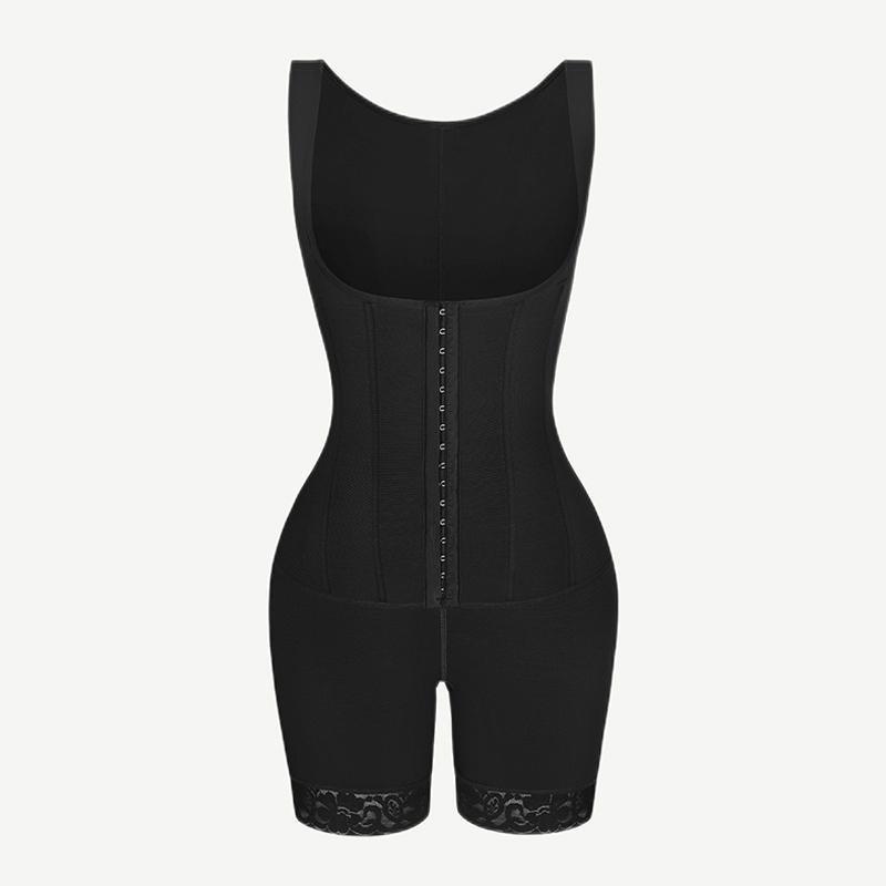 Adjustable Extra Firm Black Tummy Shaping Bodysuit with Compression open bust Tummy control Any Type Shapewear 4