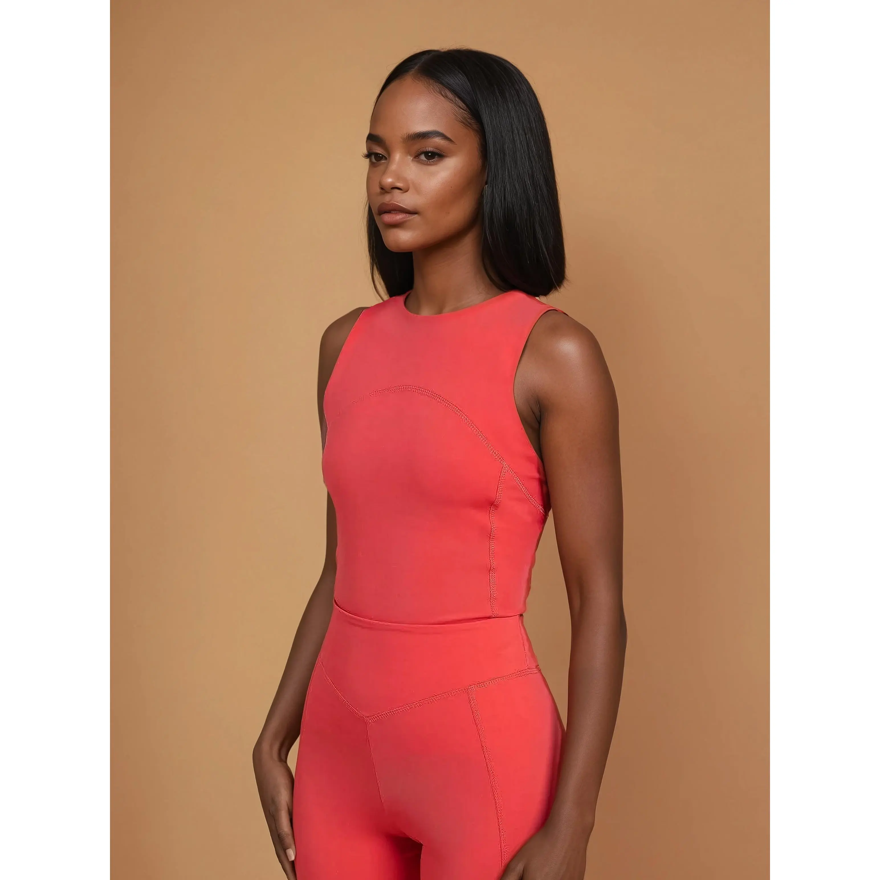 SUMMER racer back vest top coral red luxury gym
