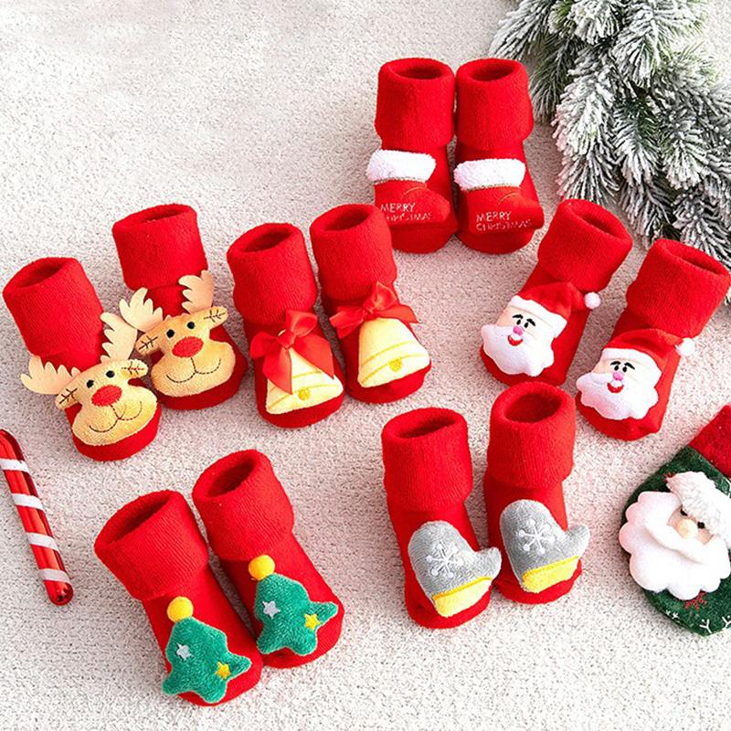 Kids Children's Socks for Girls Boys Non-slip Print Cotton Toddler Baby Christmas Socks for Newborns Infant Short Socks Clothing 0