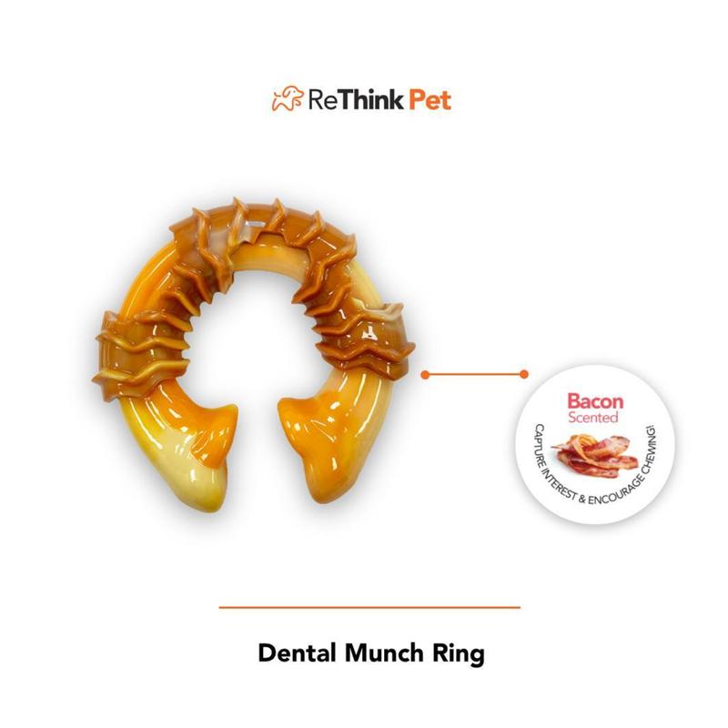 ReThink Dog Dental Munch Ring Chew Bacon Flavour Large Durable Pet Toy Textured 1